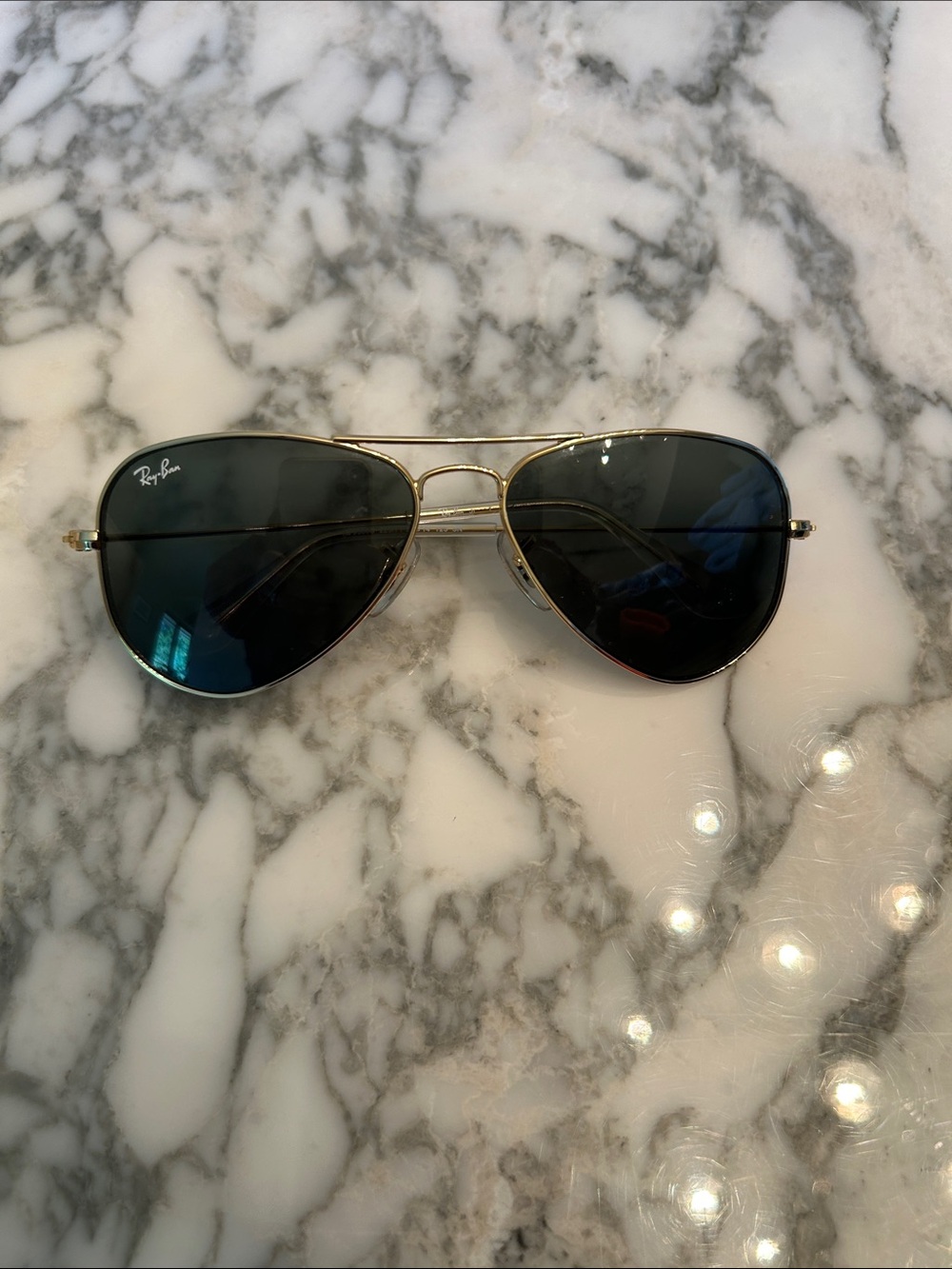 Kids Ray-Ban Gold Frame Aviator Sunglasses with Black Lenses
